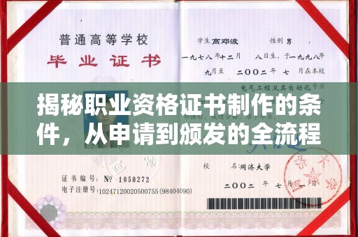 绿园揭秘职业资格证书制作的条件，从申请到颁发的全流程解析